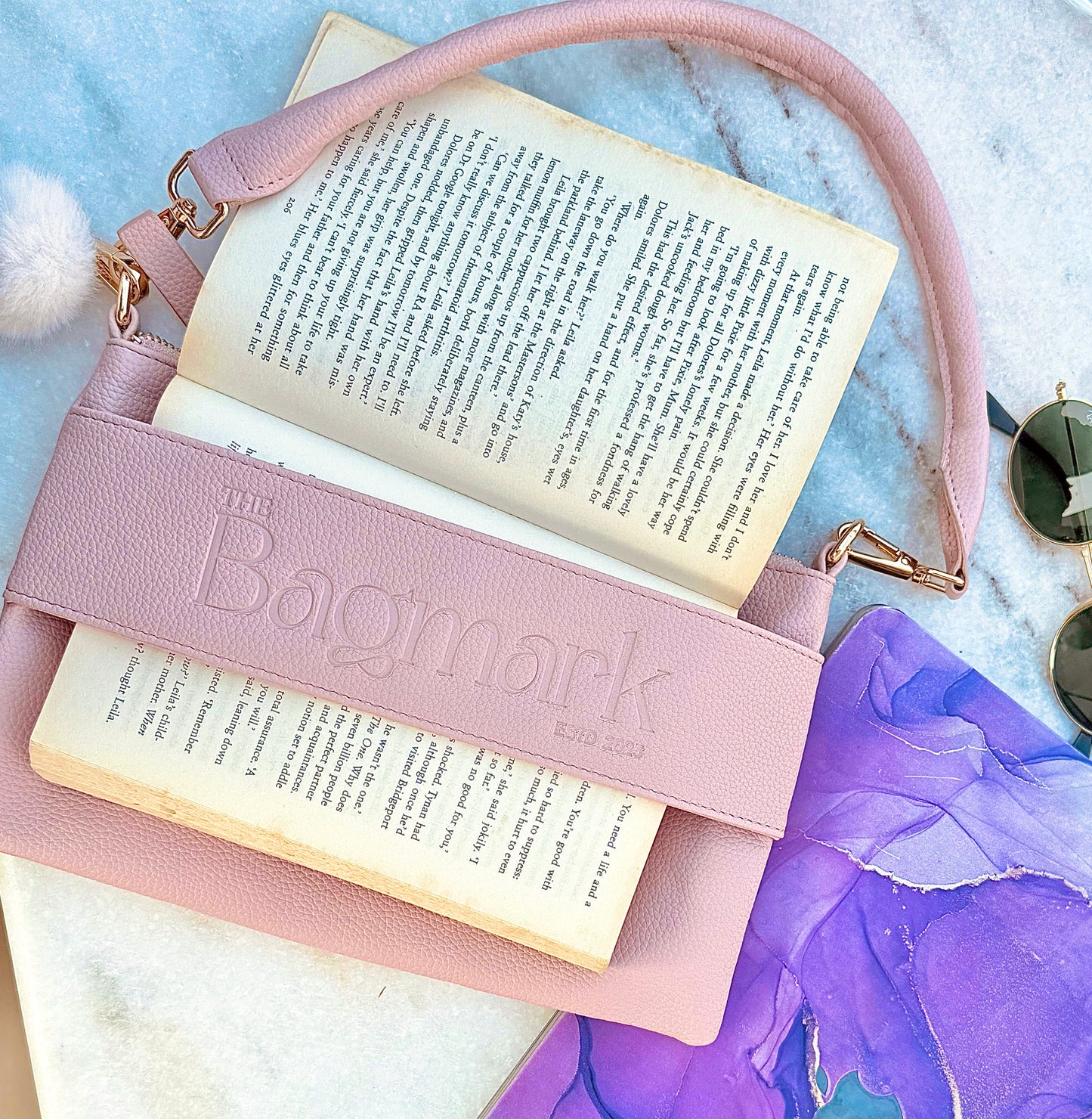 The Essential Pink Bundle - Includes Fabric Webbing Strap (Dusky Pink & White Mix) and Short Handle Strap