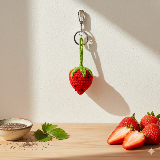 Hand Woven Crochet Charm - Strawberry